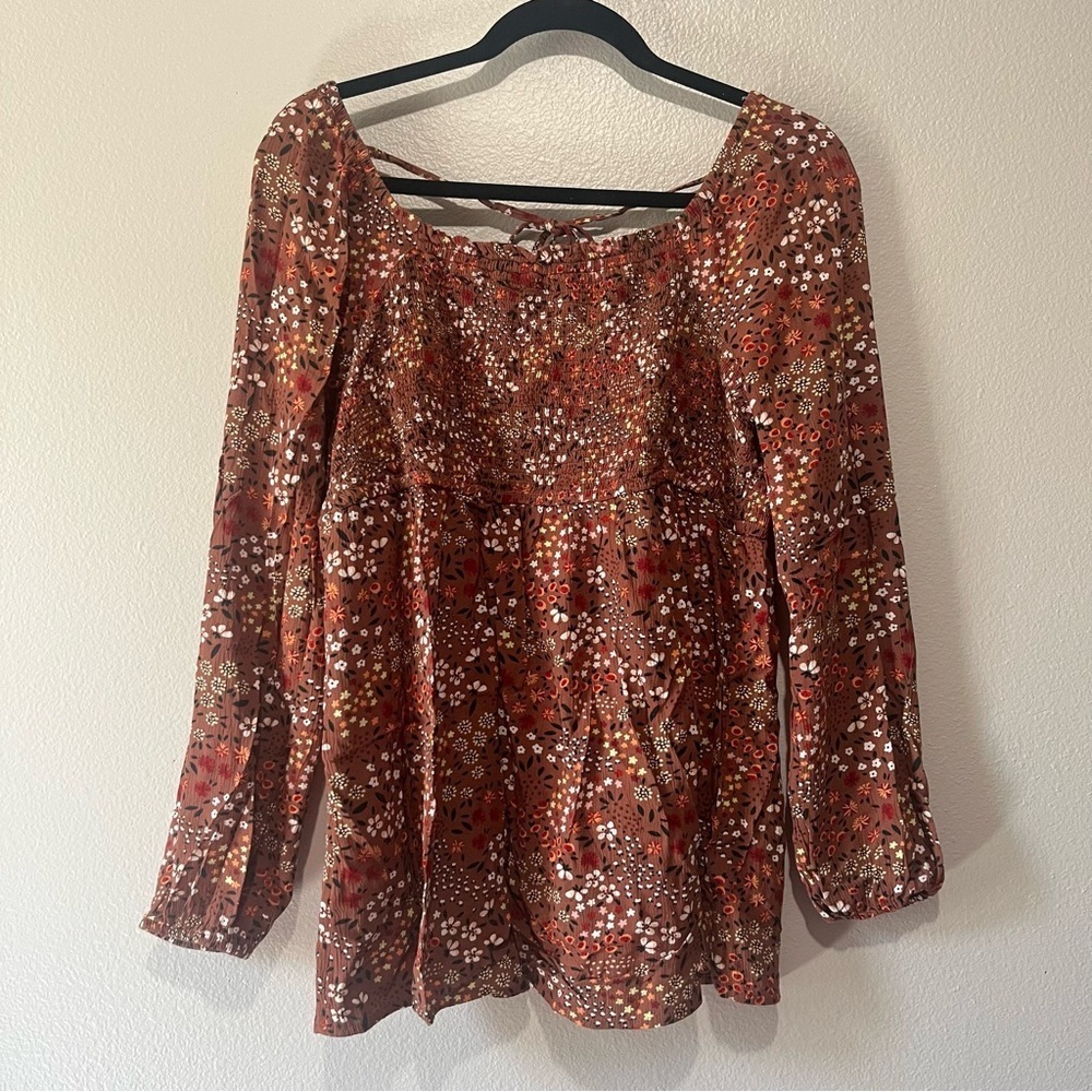 SONOMA- Top with Floral Print Long Sleeve Ruched Maternity Size S
